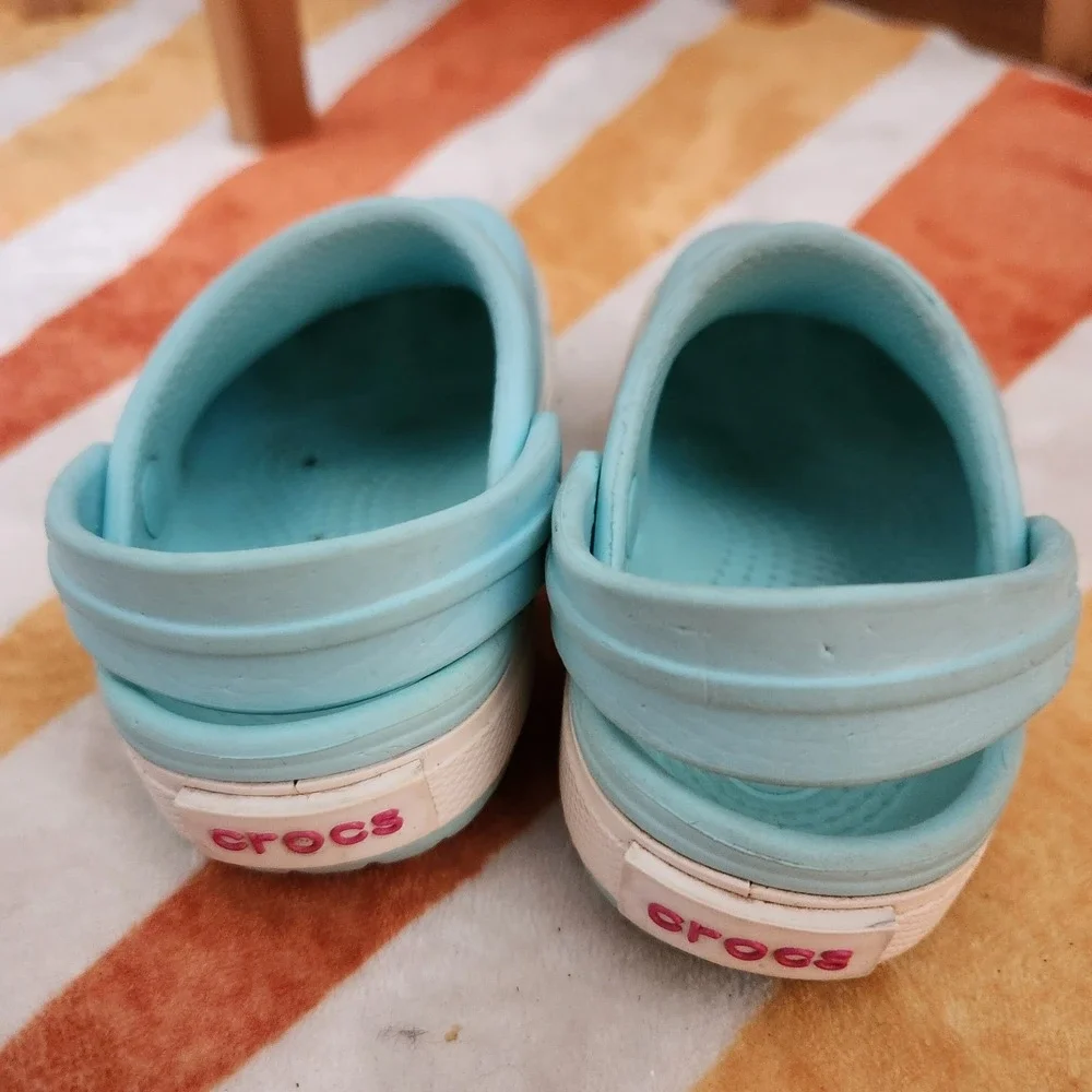 CROCS Crocband II Water Clogs‎ Ice Blue Candy Pink White Toddler's Size C4/C5